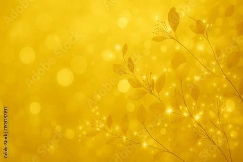 Golden Floral Bokeh Background Elegant Design Luxury Texture Festive Sparkle Bright Yellow Abstract Background Shimmering Glimmering Golden Leaves Nature Inspired Elegant Decoration Perfect for       