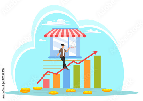 Success small business concept, entrepreneur growing retail store.