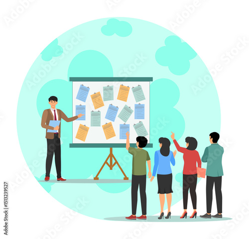 Gathering solution concept, people discussion or collaboration for business idea.