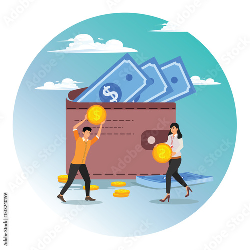 Salary concept, wages or income, cash or economics, financial saving, investment or expense.