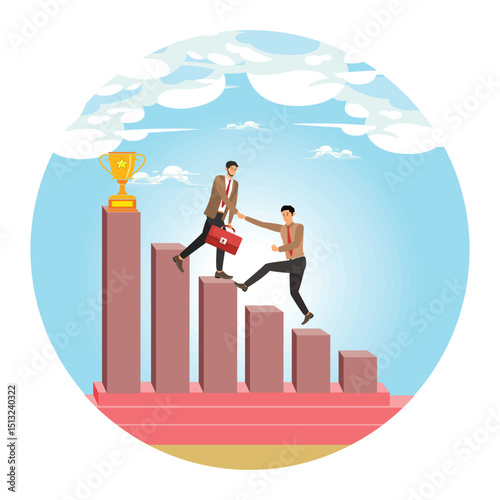 Assistance expert to help achieve business goal concept.