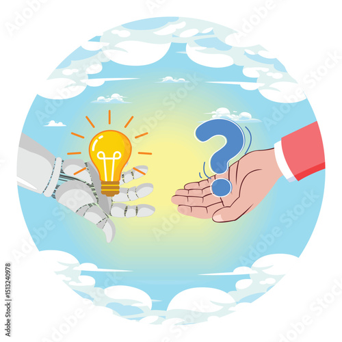 Artificial intelligence AI to help solve problem concept.