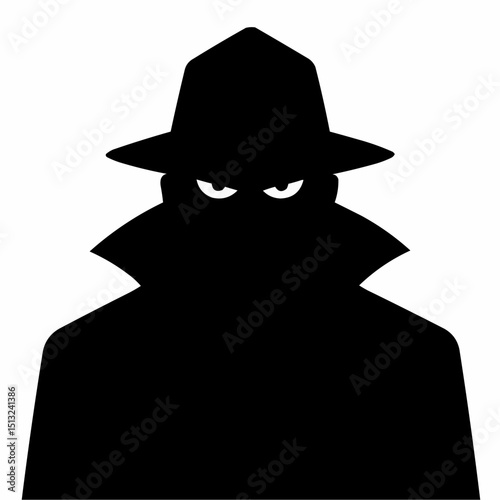 Silhouette of a Man in a Trench Coat and Hat