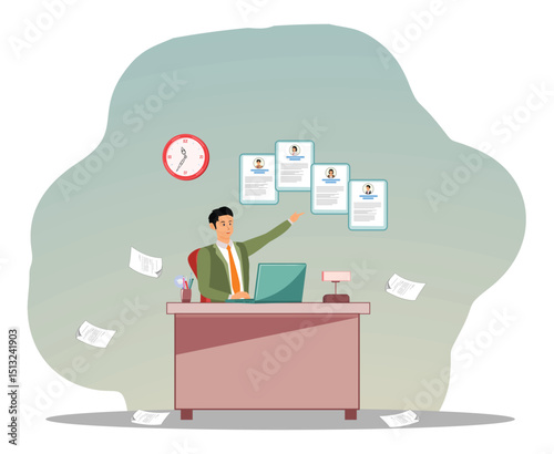 Employee management system concept, attendance or candidate analysis