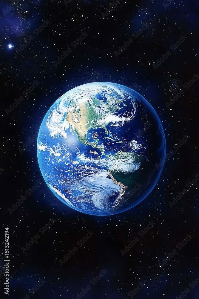 Fototapeta premium Earth in space, detailed view