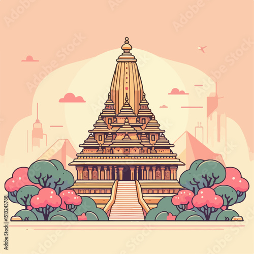 vector illustration of temple