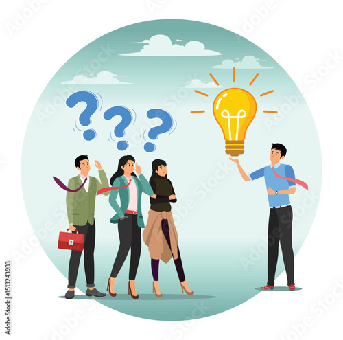 Question answer concept, advice or suggestion, solving problem with solution.