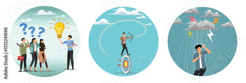 Question answer concept, Business target, Runaway from crisis.