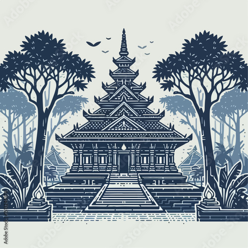 vector illustration of temple