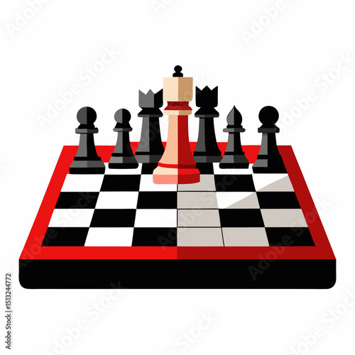 International Chess Day Vector – Chessboard and Pieces Illustration, Strategy Game Art