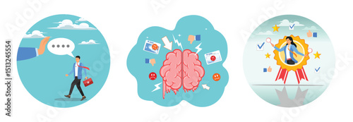 Rejection concept, Brain rot toxic social media addiction. Quality assurance or quality control.