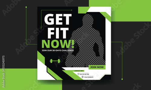 gym and fitness social media banner set with workout, training, and exercise promotion design for Instagram and Facebook