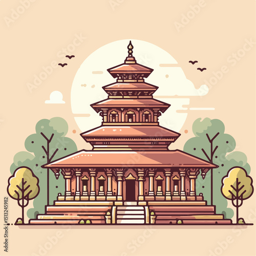 vector illustration of temple