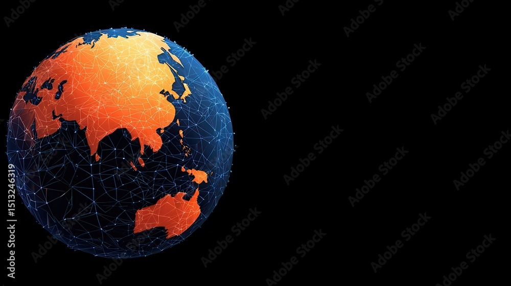 Obraz premium economy consumption digital concept. Abstract globe design with a network structure and vibrant colors.