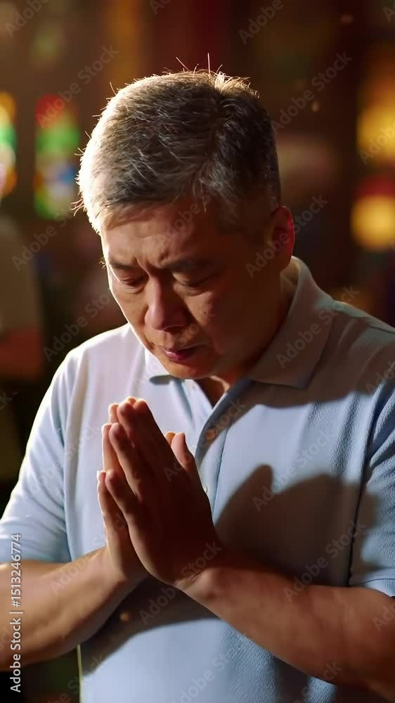 man is praying in the temple
