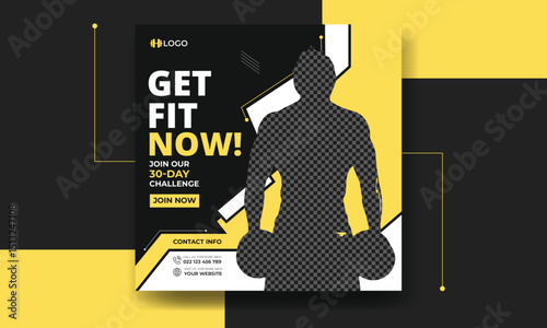 gym and fitness social media banner set with workout, training, and exercise promotion design for Instagram and Facebook