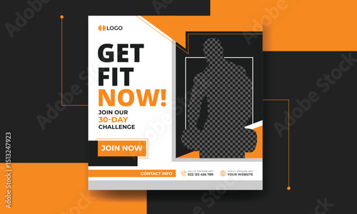 gym and fitness social media banner set with workout, training, and exercise promotion design for Instagram and Facebook