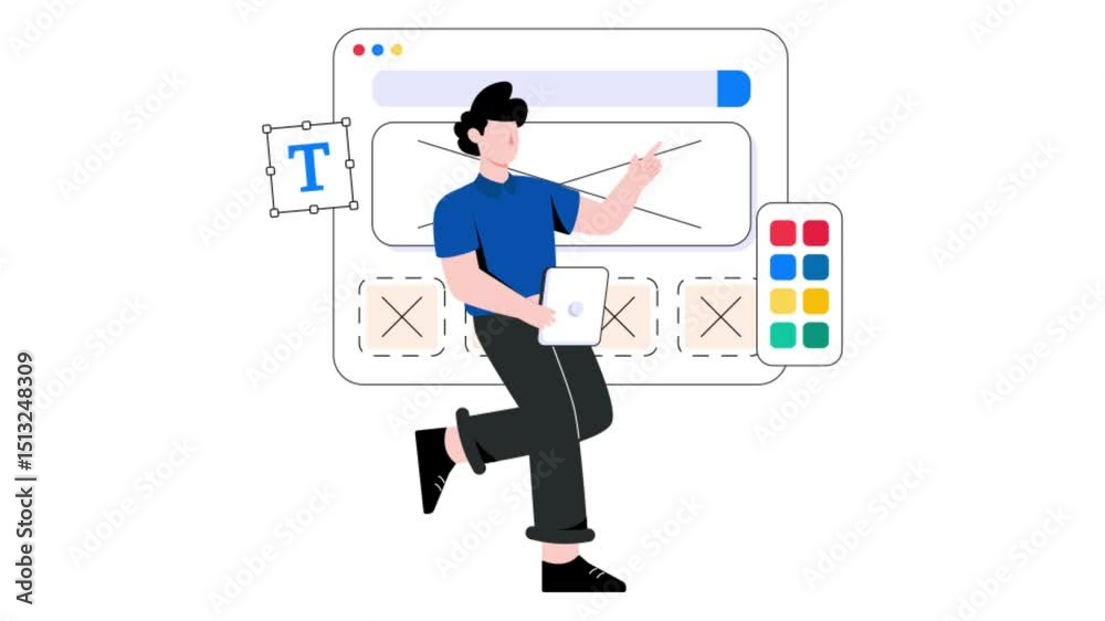 Website Designers 2D Flat Animation. 
