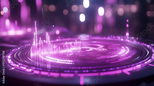 A futuristic data dashboard with glowing revenue graphs