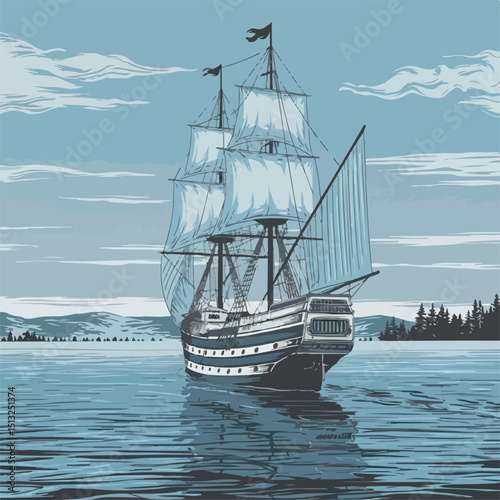 boat, vector, ship, illustration, cartoon, sea, isolated, background, graphic, water, transportation, picture, icon, ocean, travel, marine, sail, transport, drawing, white, art, vessel, design, anchor