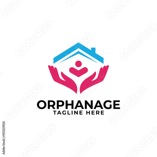 orphanage logo creative heart care people home care design concept