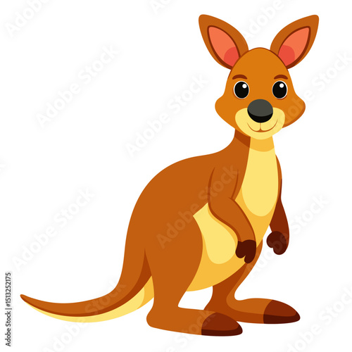 Vector of cartoon kangaroo illustration on white background