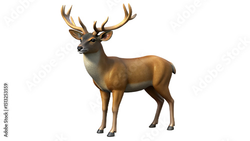 Majestic deer standing proudly with large antlers against a transparent background for design