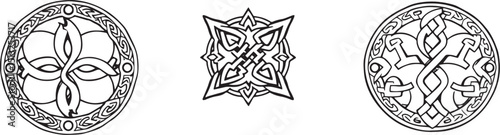 A set of Celtic elements, ornaments, symbols, icons. Hand drawn vector illustration	
