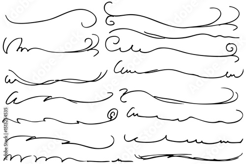 シンプルな手描きの文字の下の線　アンダーラインセット　ベクター