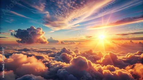 Vintage Style Crowpink Pastel Sunset Over Clouds - Dreamy Aesthetic Photography, Tranquil Sky, Serene Atmosphere, Soft Hues, Nature's Beauty, Ethereal Glow, Relaxing Landscape, Artistic Vision