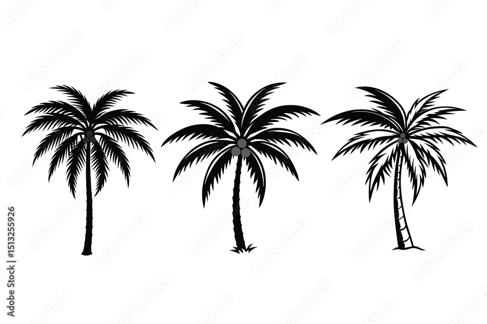 Naklejka premium Tropical Palm Tree Vector Silhouette for Summer and Beach Design