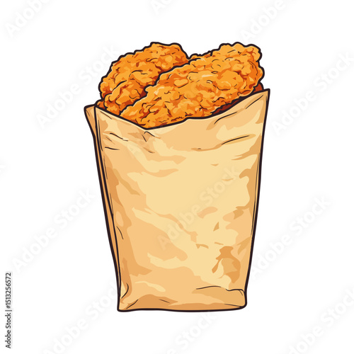 fried chicken steak in paper bag,vector