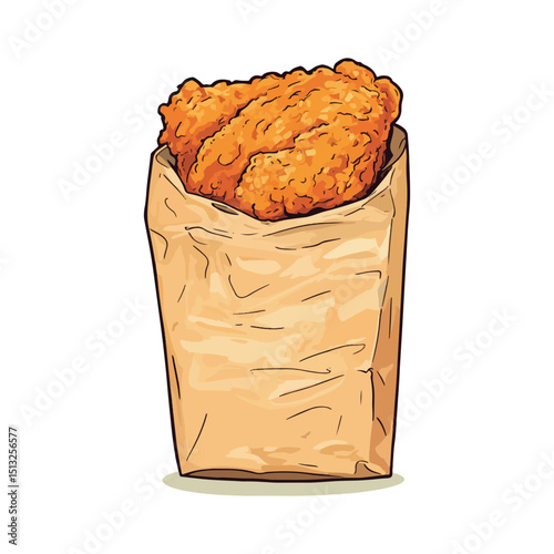 fried chicken steak in paper bag,vector