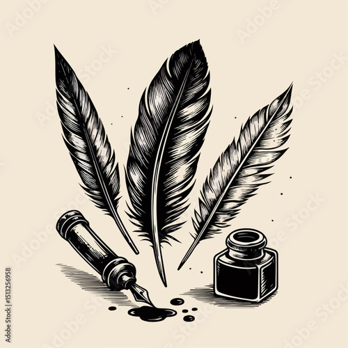 feather pen and ink