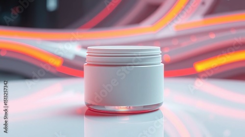 Futuristic Skincare Bioluminescent Cream Jar Mockup in Sci-Fi Setting