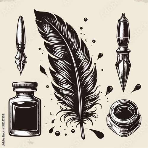 vector illustration of a feather pen