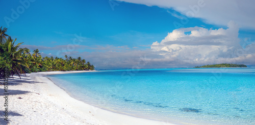 Billede på lærred Secluded beaches on One Foot Island, Aitutaki, Cook Islands, South Pacific