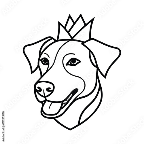 dog head wearing crown pet animal vector