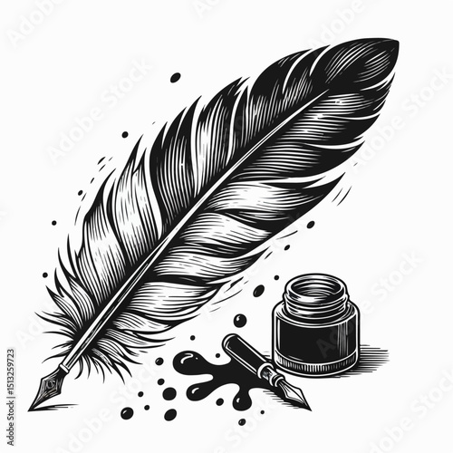 vector illustration of feather pen