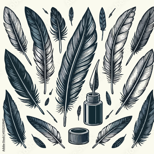 vector illustration of feather pen