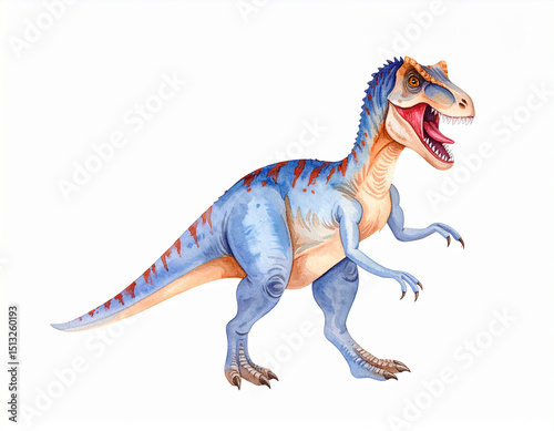 tyrannosaurus rex dinosaur watercolor illustration isolated on a white background 