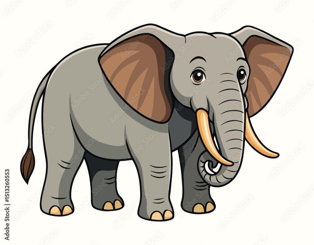 Fototapeta premium Happy elephant cartoon vector illustration 