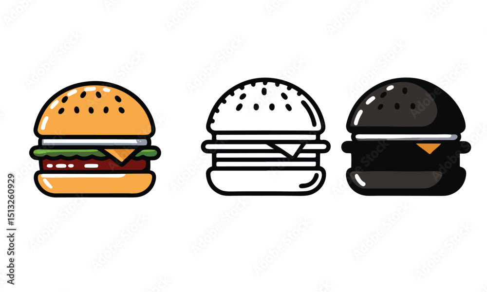 Fototapeta premium Cartoon burger set.