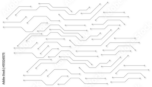 Electronic circuit with empty space on white background. Dots and lines connection circuit design 