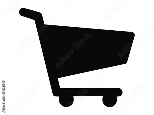 Simple black shopping cart icon for e commerce and online purchases