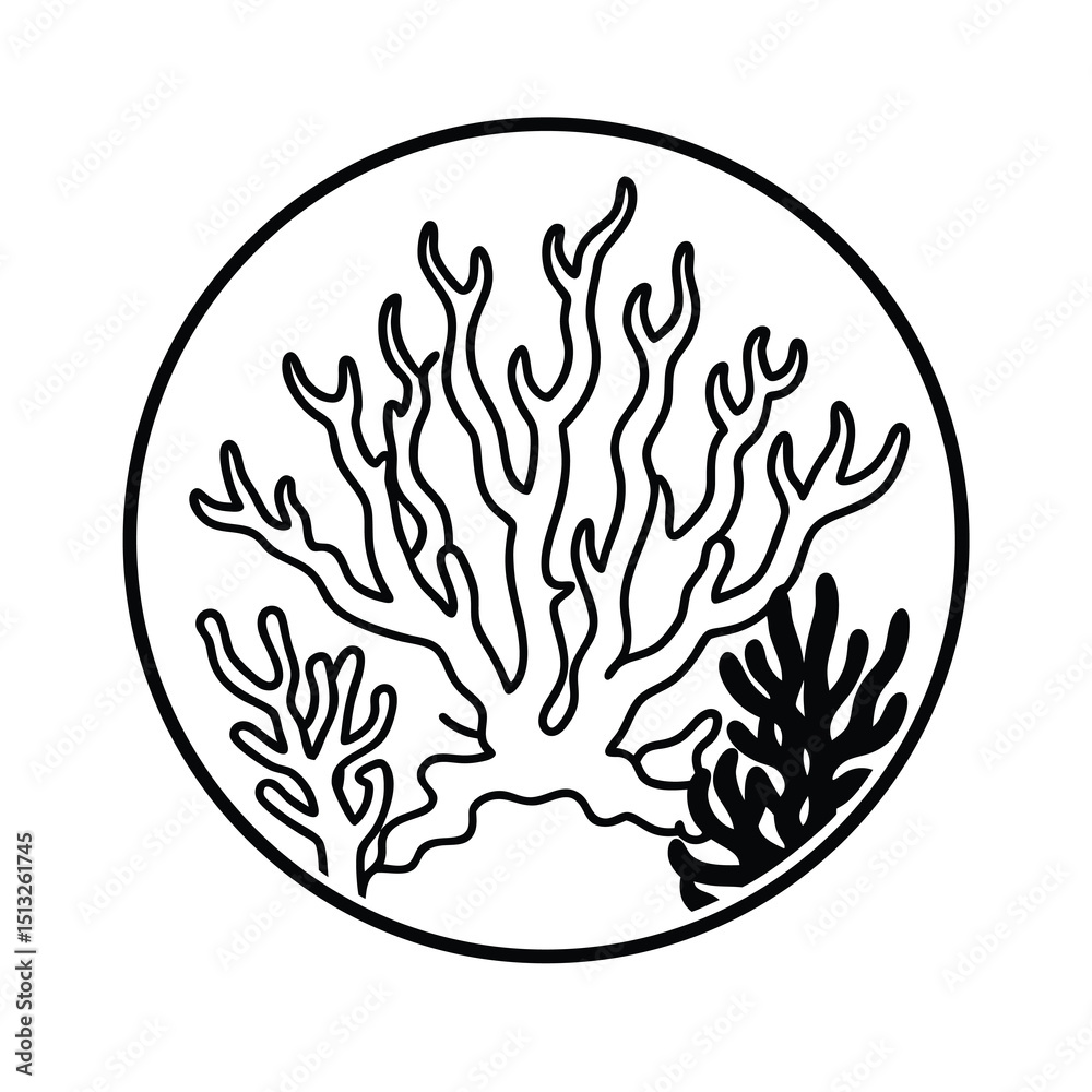 Naklejka premium coral reef underwater marine life art on white background 