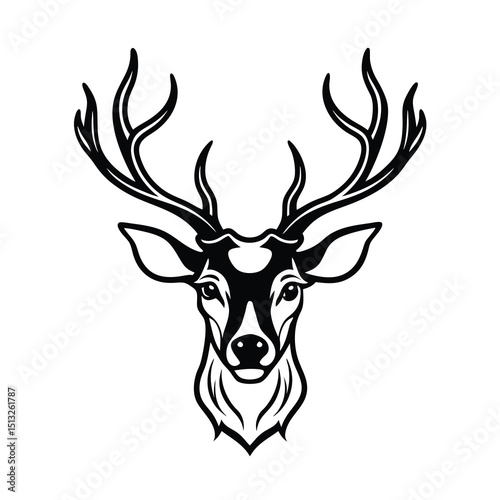 deer head with crown vector logo on white background 