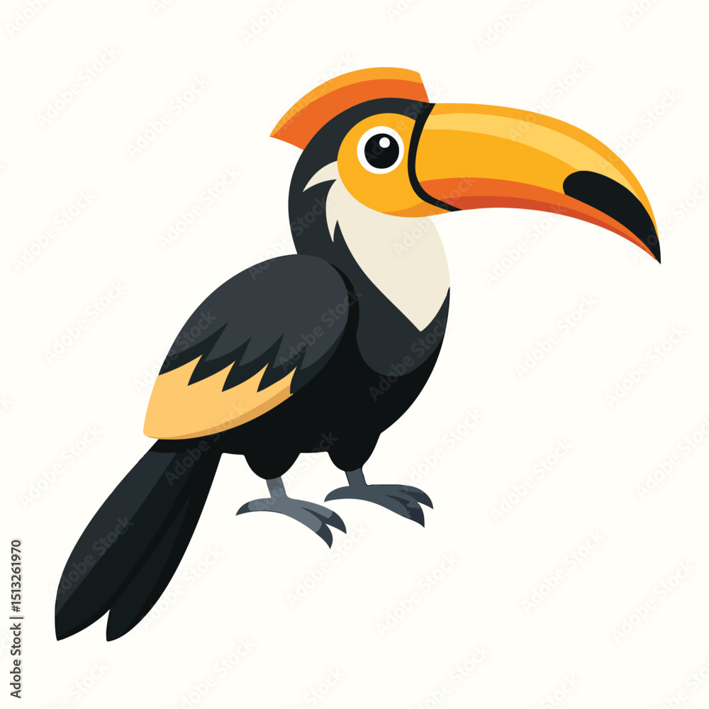 Fototapeta premium Bird Hornbill Cartoon Vector Illustration