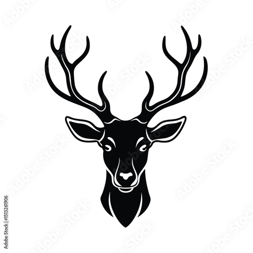 deer head with crown vector logo on white background 
