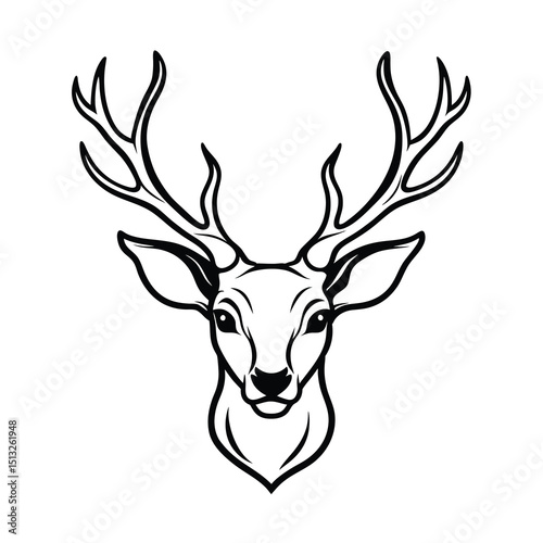 deer head with crown vector logo on white background 